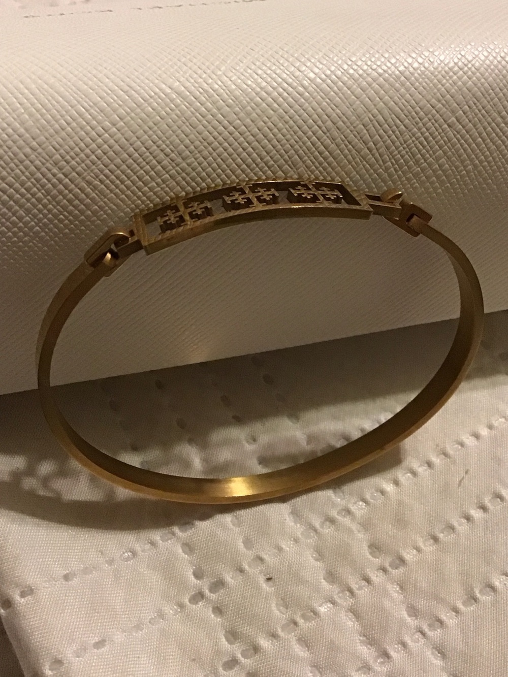 Gold Tone Women’s Cross Accent Bangle Bracelet